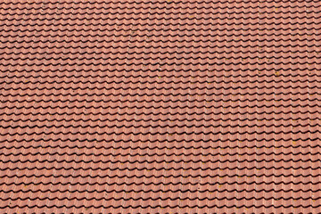 Red tiles background details, Old orange roof brick under the sun, Shingles texture, Abstract geometric pattern, Roof top material.