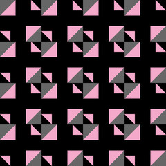 Seamless Light pink pattern raster image. The idea comes from a square paper with different colors on each side, black and pink, bent with 2 different sizes at 4 ends and arranged 4 x 4 squares