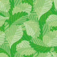  Schilderachtige groene vector laat naadloze patroon achtergrond. Jungle-achtige achtergrond met overlappend gevarieerd gebladerte in zwart-wit groen. Botanische natuurtextuurherhaling voor zomer, wellness, verpakking © Gaianami  Design