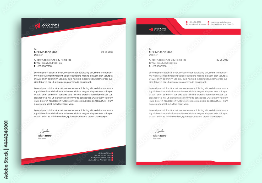 Sticker professional business style letterhead template simple design in minimalist style vector design temp