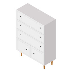 Isometric white vector wardrobe for bedroom