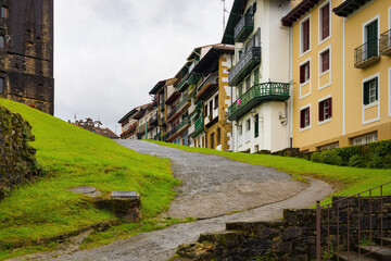 Street in the historic center of Hondarribia, Euskadi, Spain