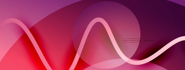 Abstract gradient background with wave line with shadow effect. Geometric composition. 3D shadow effects and fluid gradients