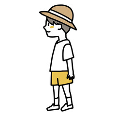 麦わらをかぶっている男の子