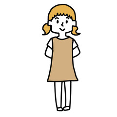 後ろ手でハニカム女の子