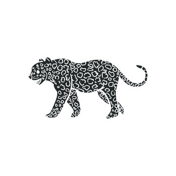Jaguar Icon Silhouette Illustration. Predator Animal Vector Graphic Pictogram Symbol Clip Art. Doodle Sketch Black Sign.