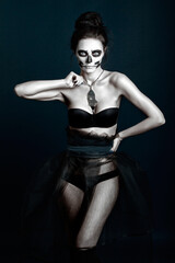 Fototapeta premium portrait of a girl in a halloween costume, halloween style