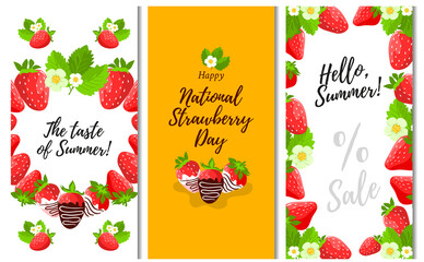 Strawberry. 3 vertical banners - 
