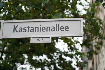 Straßenschild Kastanienallee in Prenzlauer Berg in Berlin