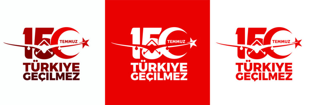 15 Temmuz. Turkiye Gecilmez, Kutlu Olsun(Translation: 15 July. Onward Turkey, Congratulation). Unmanned Aerial Vehicles Symbol. Logo Vector Illustration. Eps 10.