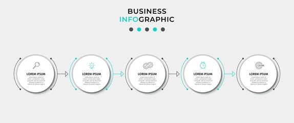 Vector Infographic design business template with icons and 5 options or steps. Can be used for process diagram, presentations, workflow layout, banner, flow chart, info graph