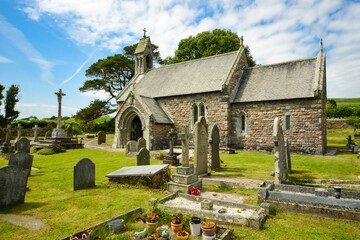 Fototapeta na wymiar Church of Saint Nicholas, Nicholaston, The Gower, South Wales, U.K.