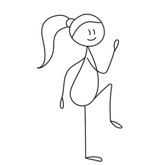 stick figure girl doing exercises isolated, vector
