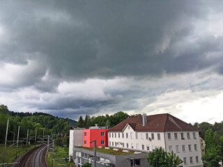 Dramatic clouds in the early evening and before the summer storm - St. Gallen, Switzerland (Schweiz)