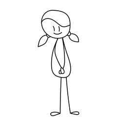 stick figure cute girl isolated, vector