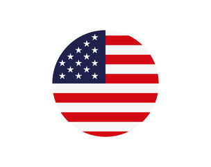 Flag of the United States of America. American flag vector image. Circle shape. © Adam