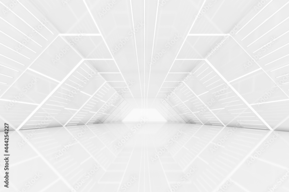 Leinwandbilder abstract 3d rendering of empty futuristic tunnel room with light on the wall. sci-fi concept.