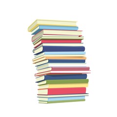 Stack of books in cartoon style. Vector isolated illustration. Textbooks or other literature. use as a symbol of library, school or reading