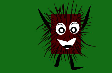 vector of rectangular rambutan fruit monster