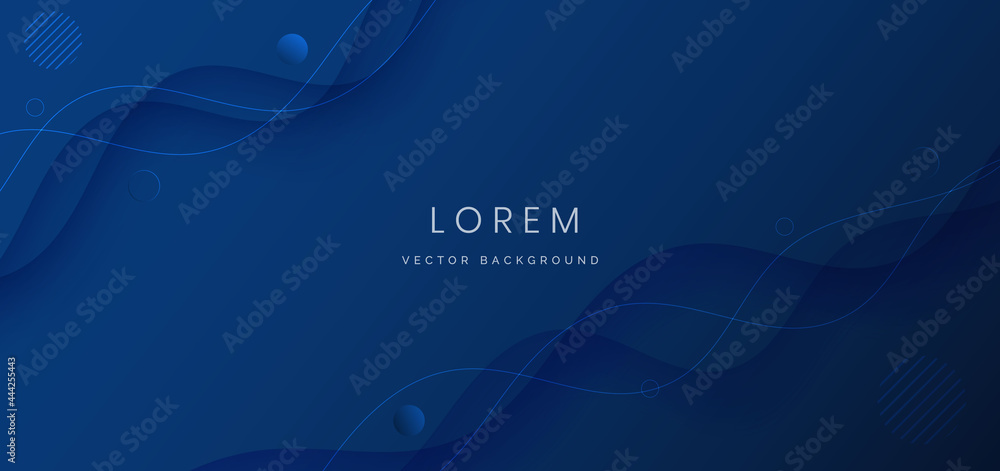Aufkleber abstract blue background with wavy and curved dynamic shape with copy space for text.