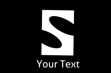 S logo with square and semicircle shape on black background