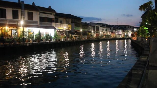 Evening view of the Malacca River in Malacca