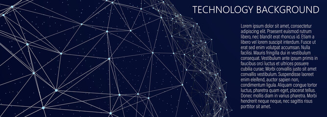 Abstract digital background of points and lines. Glowing plexus. Big data. Network or connection. Abstract technology science background. 3d vector illustration.