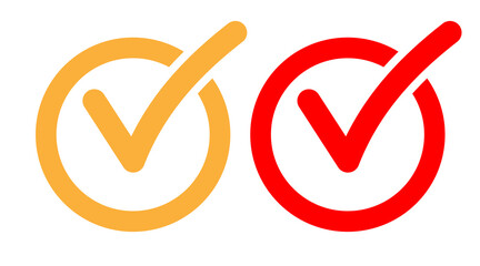 Check list icon box. Checkmark right vector shape sign in a cricle. Correct mark vote symbol. © Ra