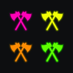 Axes four color glowing neon vector icon