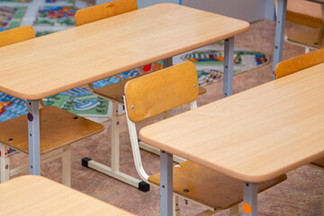 Tables and chairs for preschool and school classrooms, for teaching children general education...