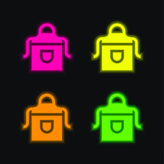Apron four color glowing neon vector icon