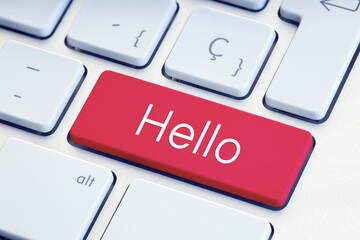 Hello word on computer Keyboard Key