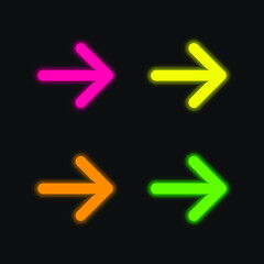 Arrows four color glowing neon vector icon