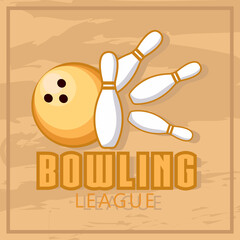 bowling emblem. logotype template on retro grunge background. Vinage Bowling logo. vector illustration