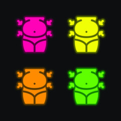Belly four color glowing neon vector icon