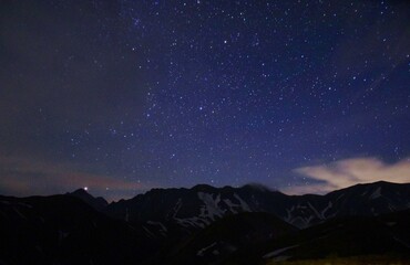 Naklejka premium 立山連峰 満天の星空