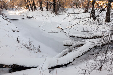 frozen in winter the river