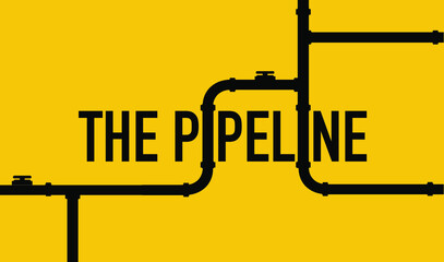 Web banner template. Industrial background with pipeline. Oil, water or gas pipeline with fittings and valves. Logo, advertising. Vector illustration in a flat style. 