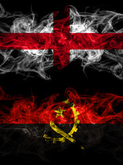 Flag of England, English and Angola, Angolan countries with smoky effect