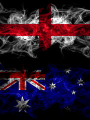 Flag of England, English and Australia, Australian countries with smoky effect