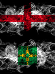 Flag of England, English and Brazil states, Distrito Federal countries with smoky effect