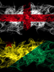 Flag of England, English and Brazil states Acre countries with smoky effect