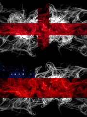 Flag of England, English and Brazil, Brazilian, Amazonas countries with smoky effect