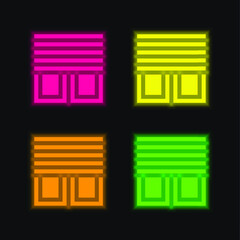 Blinds four color glowing neon vector icon