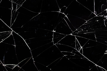 old broken glass with cracks