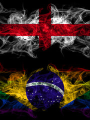 Flag of England, English and Brazil, Brazilian, Gay countries with smoky effect