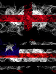 Flag of England, English and Brazil, Brazilian, Maranhao countries with smoky effect