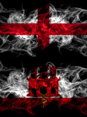 Flag of England, English and British, Britain, Gibraltar countries with smoky effect