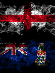 Flag of England, English and British, Britain, Cayman Islands countries with smoky effect