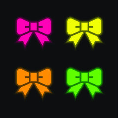 Obraz premium Bow Tie four color glowing neon vector icon